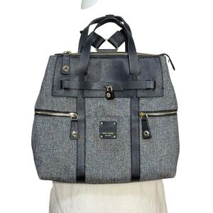 Henri Bendel Jetsetter grey/black Nylon Convertible Backpack/ Crossbody Bag